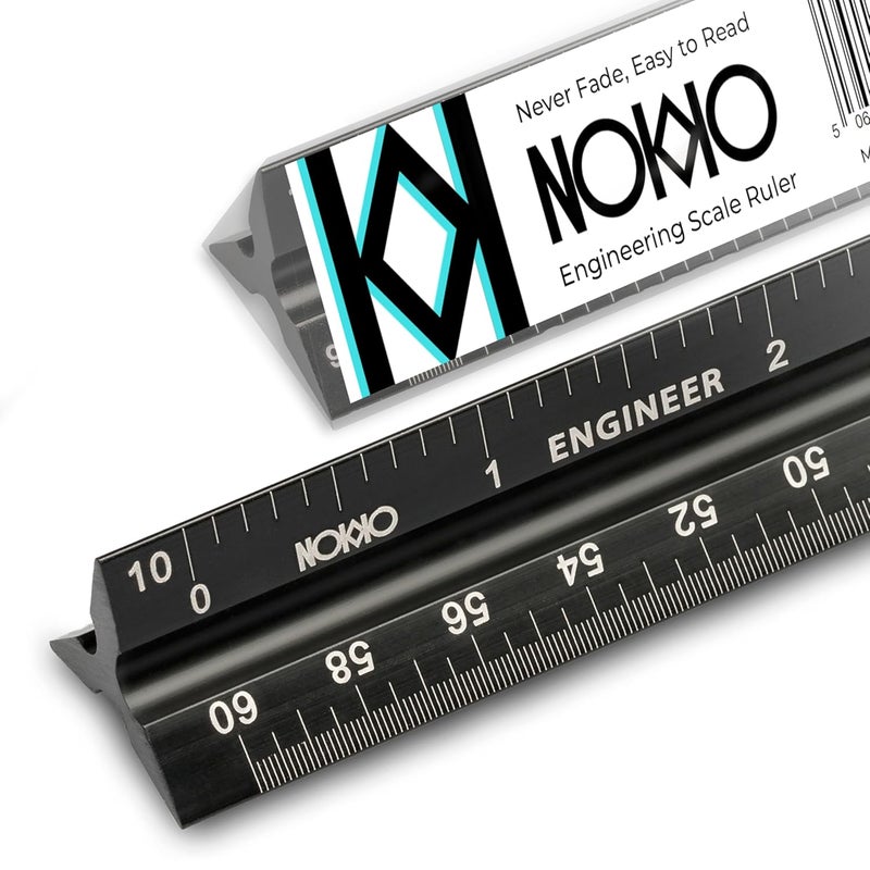 NOKKO 12 Inch Engineering Scale Ruler - Imperial Measurements - Professional Triangular Engineer Scale Ruler - Drafting Tools for Engineers - Ideal for Civil Engineering - Image 1